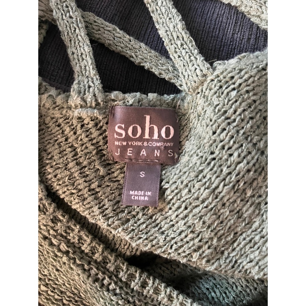 Soho New York & Co Sage Green Knit Tank Top Crisscross Back Sleeveless Sweater S - Picture 3 of 9